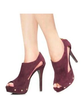 JustFab Faux Suede Platform High Heels Burgundy Size 7.5